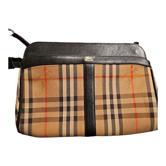 BURBERRY Nova Check & Leather Handbag Crossbody Clutch - Picture 1 of 8